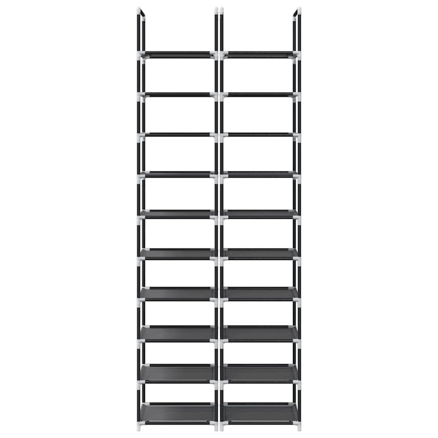 Schoenenrekken 2 st 33x33x174 cm vliesvrij 10-laags zwart