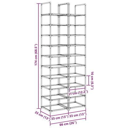 Schoenenrekken 2 st 33x33x174 cm vliesvrij 10-laags zwart