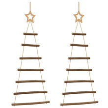 Hangende kerstbomen met topsterren 2 st 42x90 cm natuurlijke tak
