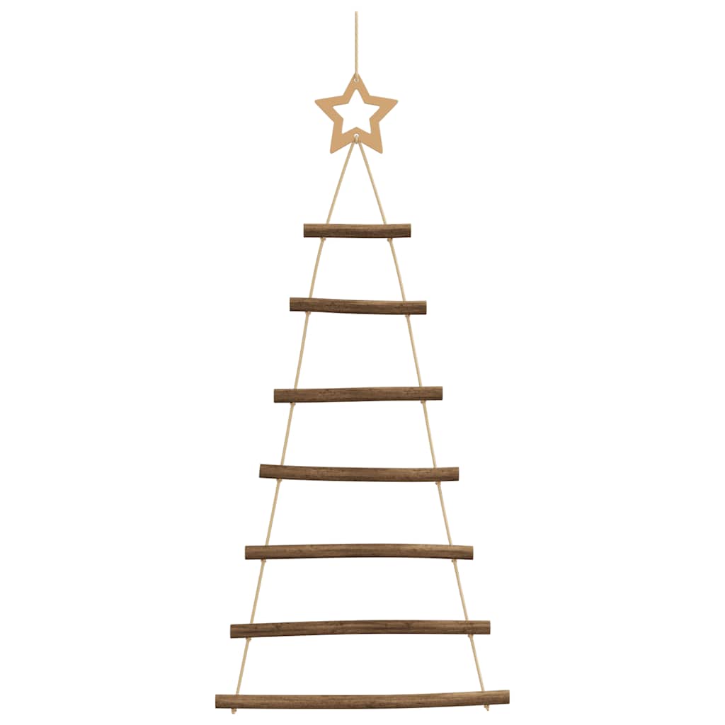 Hangende kerstbomen met topsterren 2 st 42x90 cm natuurlijke tak
