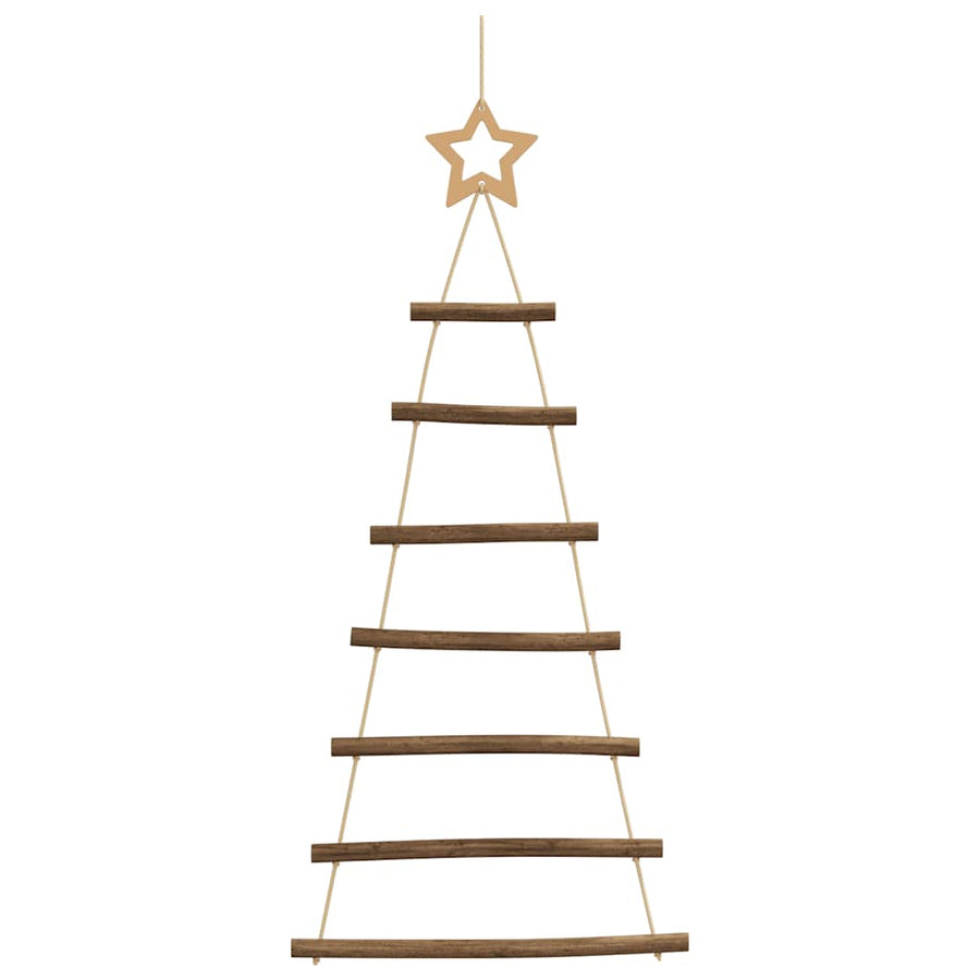 Hangende kerstbomen met topsterren 2 st 42x90 cm natuurlijke tak