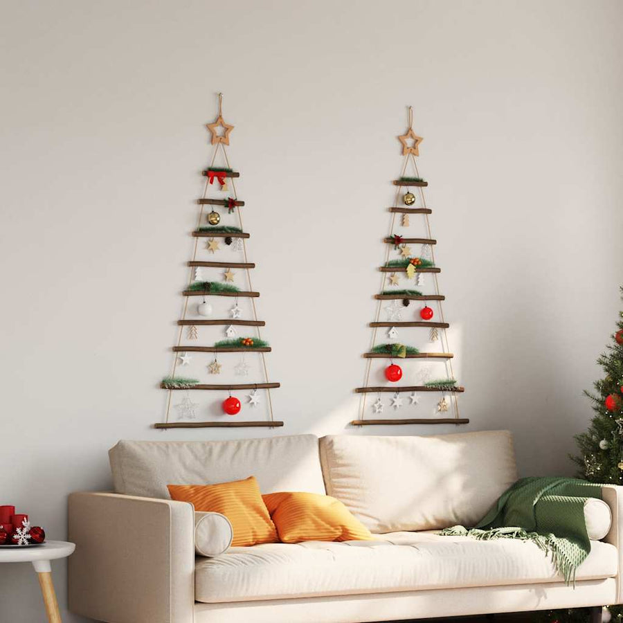 Hangende Kerstbomen Met Topsterren 2 St Natuurlijke Tak 55 x 120 cm