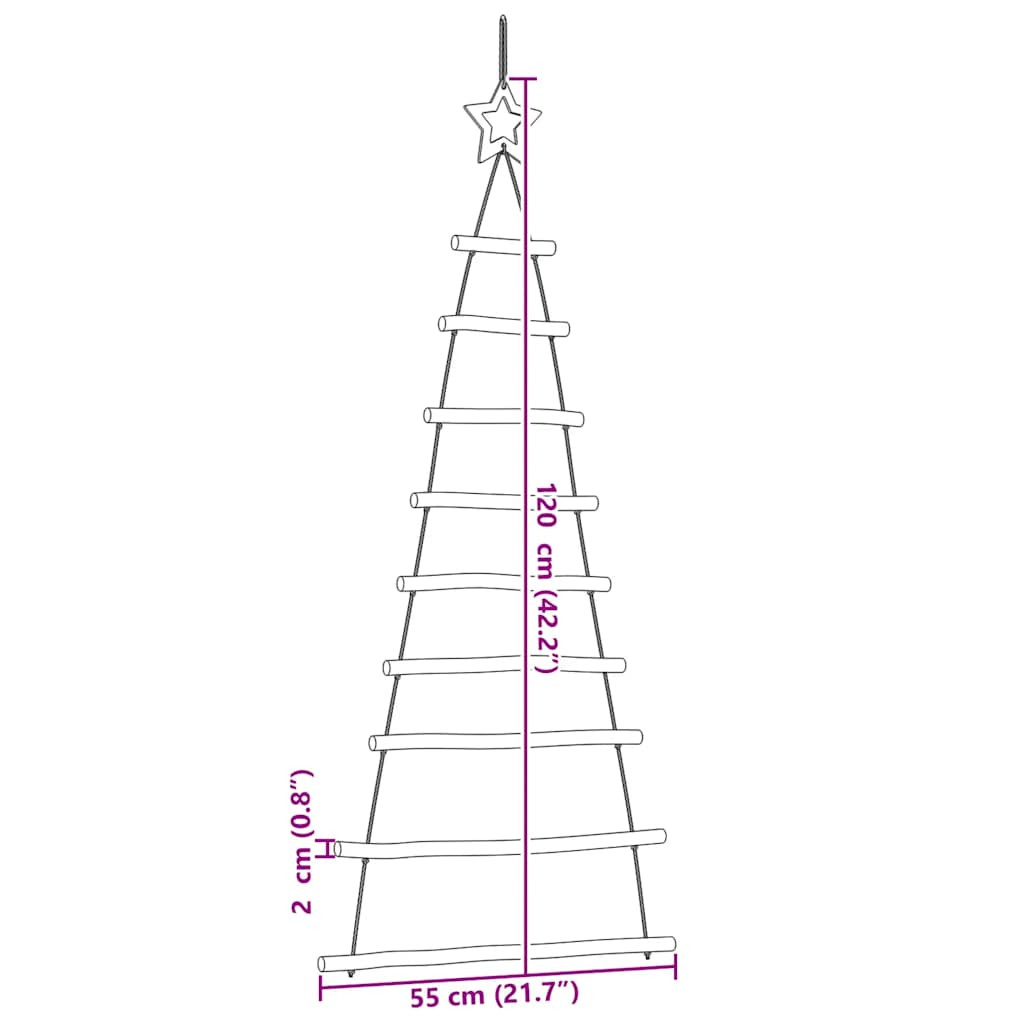 Hangende Kerstbomen Met Topsterren 2 St Natuurlijke Tak 55 x 120 cm