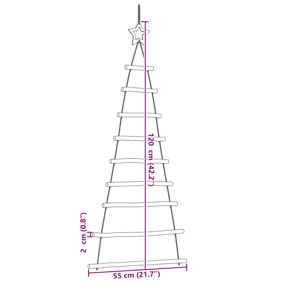 Hangende Kerstbomen Met Topsterren 2 St Natuurlijke Tak 55 x 120 cm