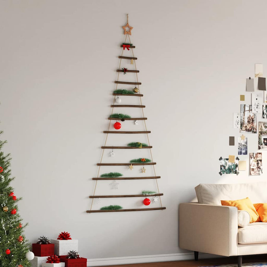 Hangende kerstboom met topster 86x180 cm natuurlijke tak