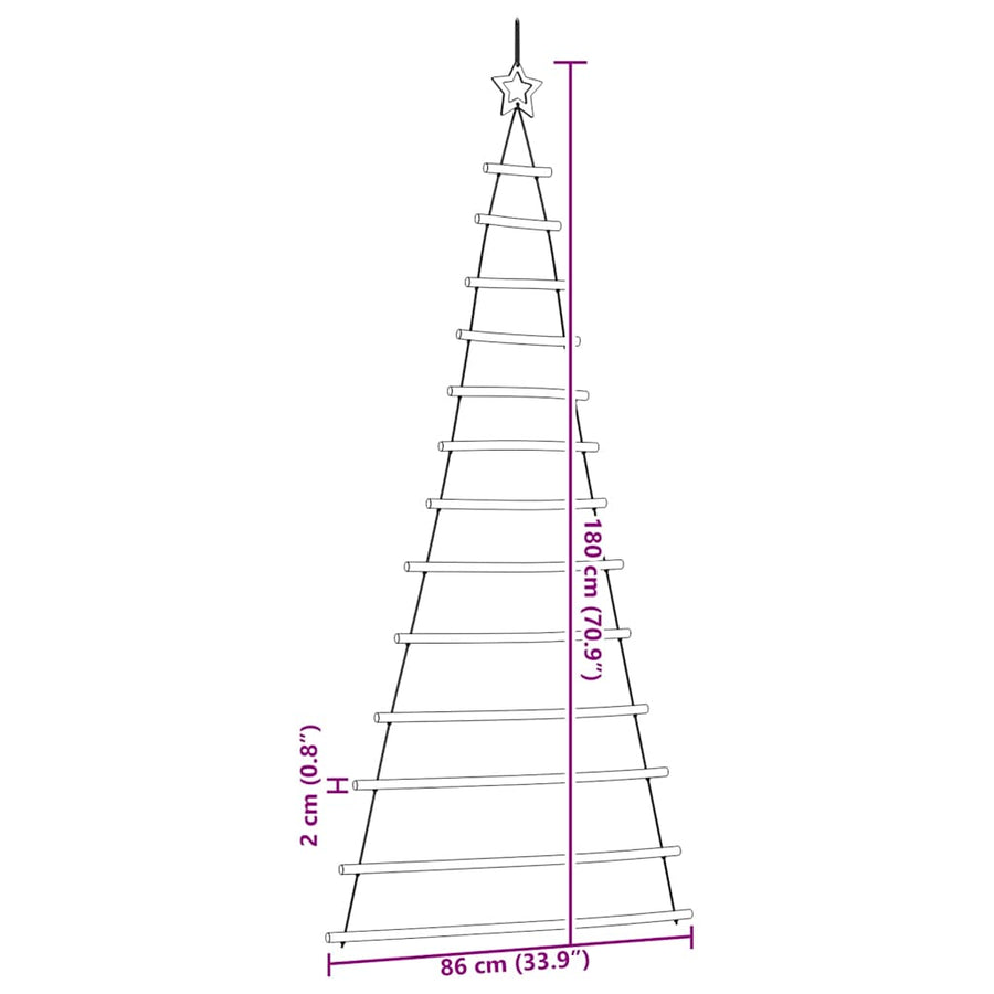 Hangende kerstboom met topster 86x180 cm natuurlijke tak