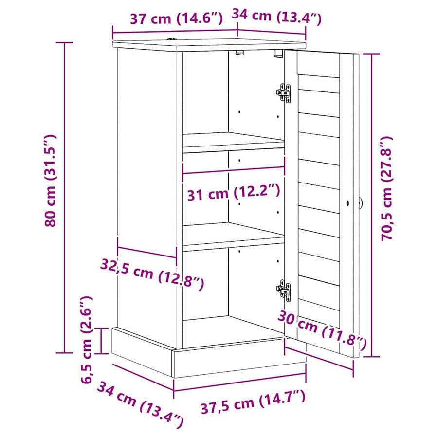 Badkamer Kast met plank met opslag met de deur Antiekwit Middelgroot MDF
