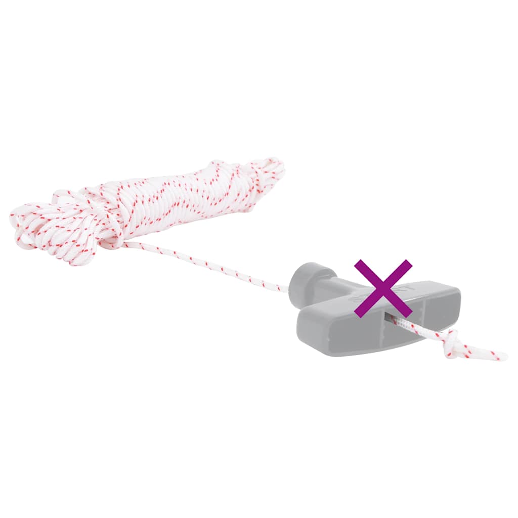 Trekkoord startkoord wit en rood Ø3 mm 10 m nylon