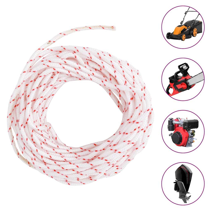 Trekkoord startkoord wit en rood Ø3 mm 10 m nylon