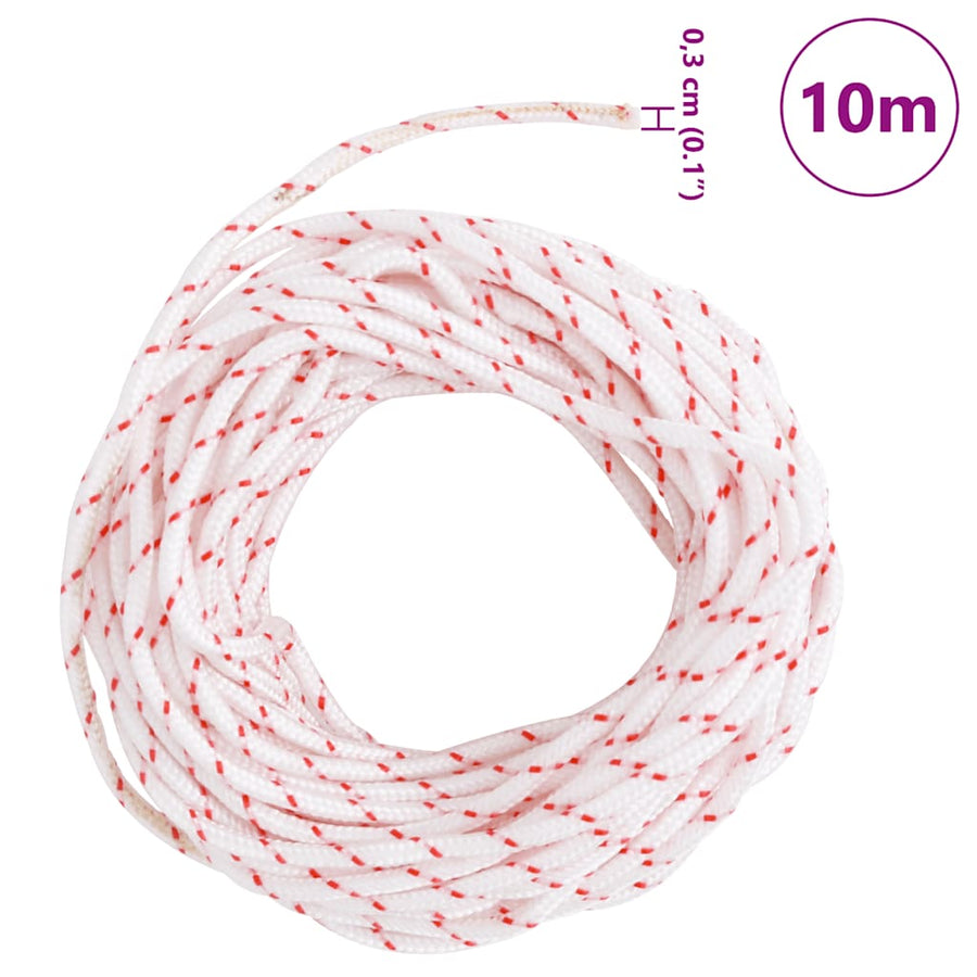 Trekkoord startkoord wit en rood Ø3 mm 10 m nylon