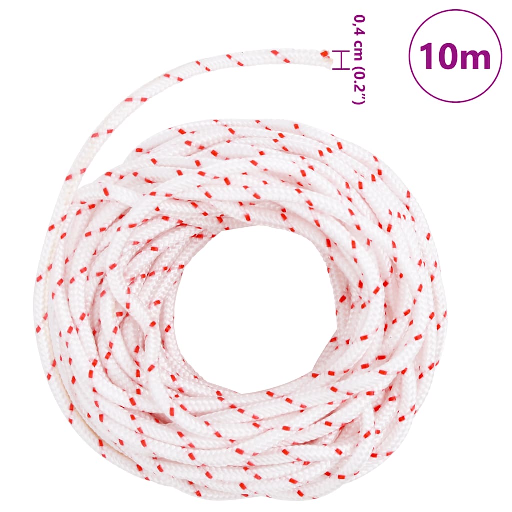 Trekkoord startkoord wit en rood Ø4 mm 10 m nylon