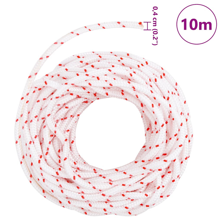Trekkoord startkoord wit en rood Ø4 mm 10 m nylon