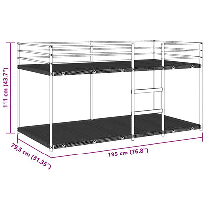 Stapelbed zonder matras 75x190 cm staal wit