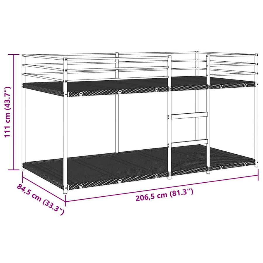 Stapelbed zonder matras 80x200 cm staal wit