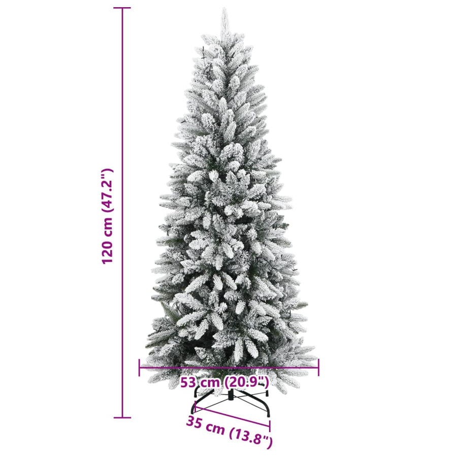 Kunstkerstboom met 150 LED's en sneeuw 120 cm