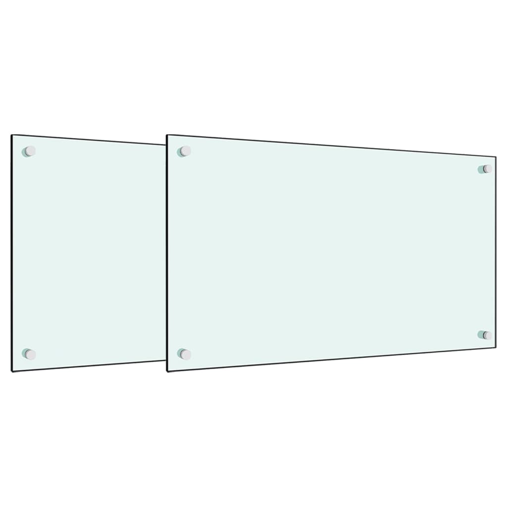 Spatschermen keuken 2 st 70x40 cm gehard glas wit