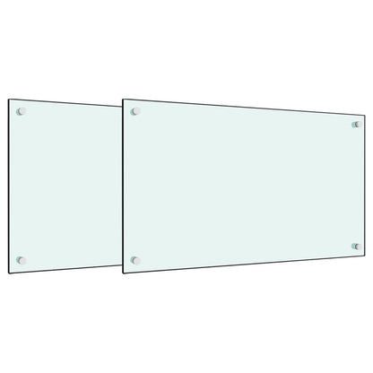 Spatschermen keuken 2 st 70x40 cm gehard glas wit