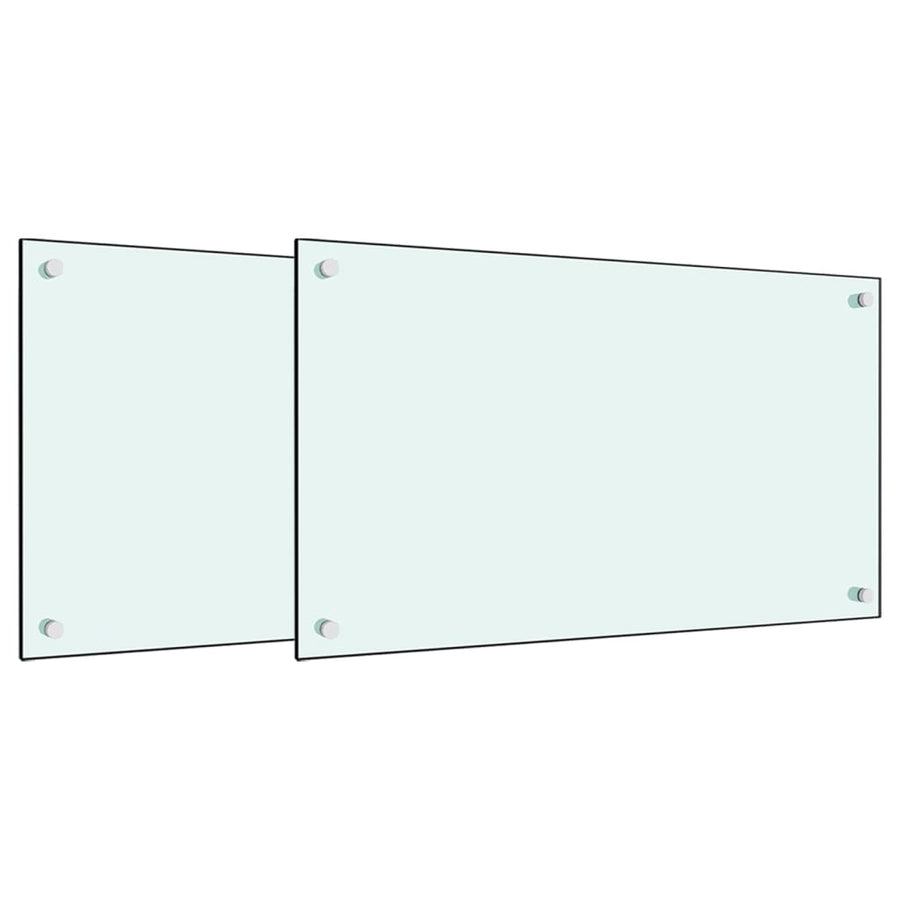 Spatschermen keuken 2 st 70x40 cm gehard glas wit