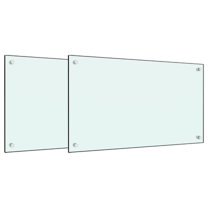 Spatschermen keuken 2 st 70x60 cm gehard glas wit
