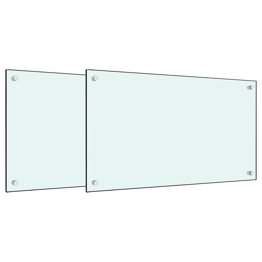 Spatschermen keuken 2 st 70x60 cm gehard glas wit