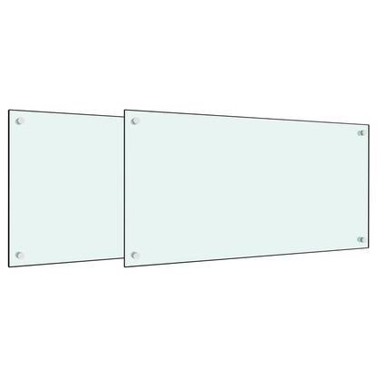 Spatschermen keuken 2 st 80x40 cm gehard glas wit