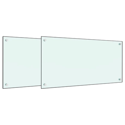 Spatschermen keuken 2 st 80x50 cm gehard glas wit