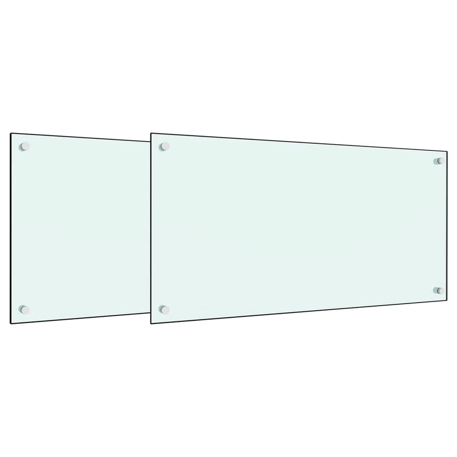 Spatschermen keuken 2 st 80x50 cm gehard glas wit