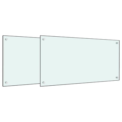 Spatschermen keuken 2 st 80x60 cm gehard glas wit