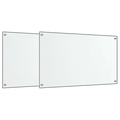 Spatschermen keuken 2 st 70x40 cm gehard glas transparant