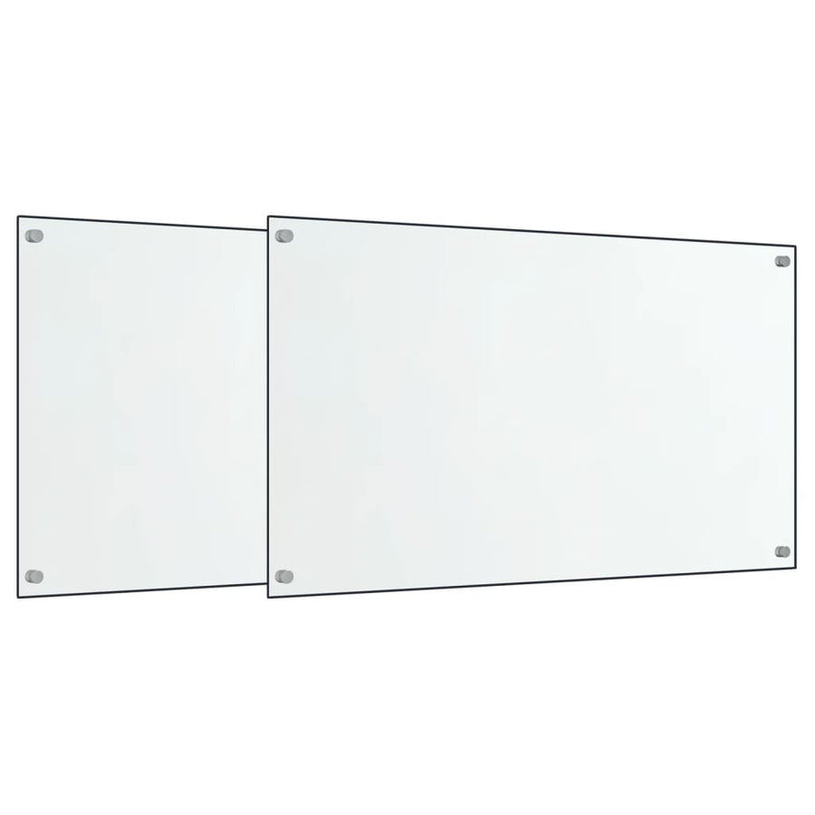 Spatschermen keuken 2 st 70x40 cm gehard glas transparant