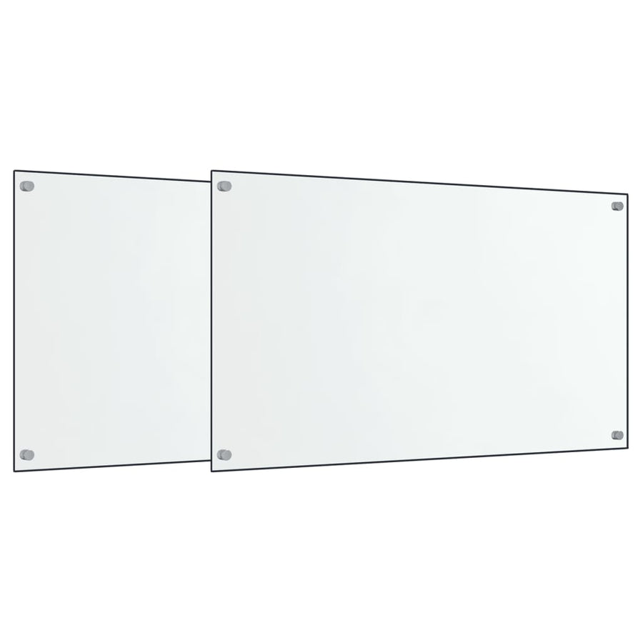 Spatschermen keuken 2 st 70x50 cm gehard glas transparant