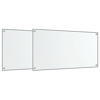 Spatschermen keuken 2 st 80x50 cm gehard glas transparant