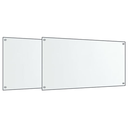 Spatschermen keuken 2 st 80x60 cm gehard glas transparant