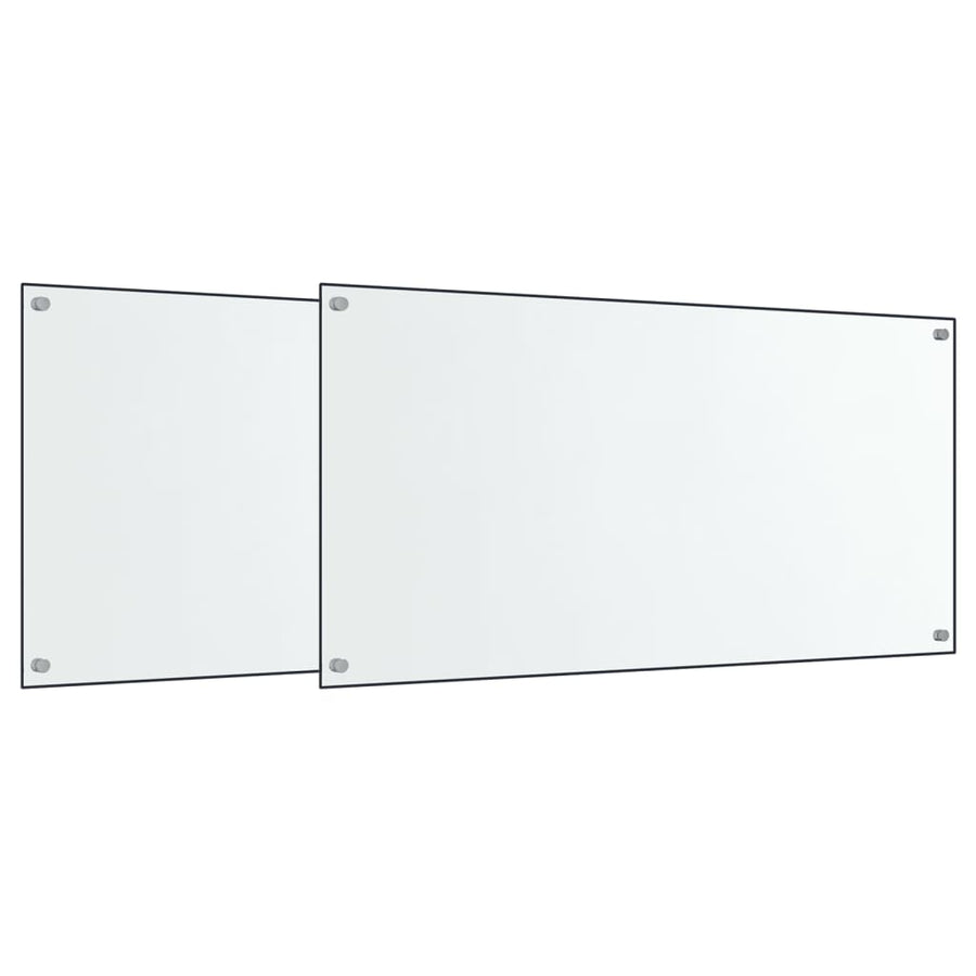 Spatschermen keuken 2 st 80x60 cm gehard glas transparant