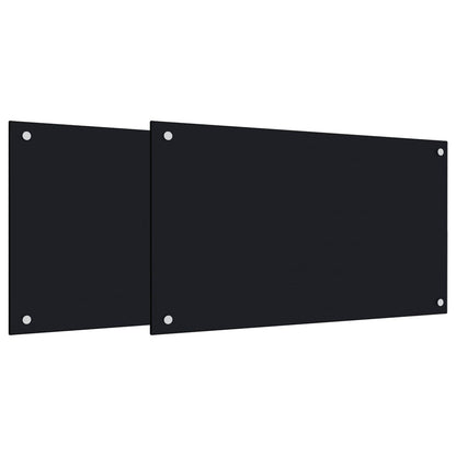 Spatschermen keuken 2 st 70x40 cm gehard glas zwart