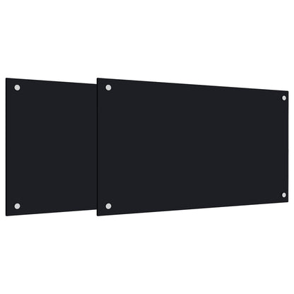 Spatschermen keuken 2 st 70x50 cm gehard glas zwart