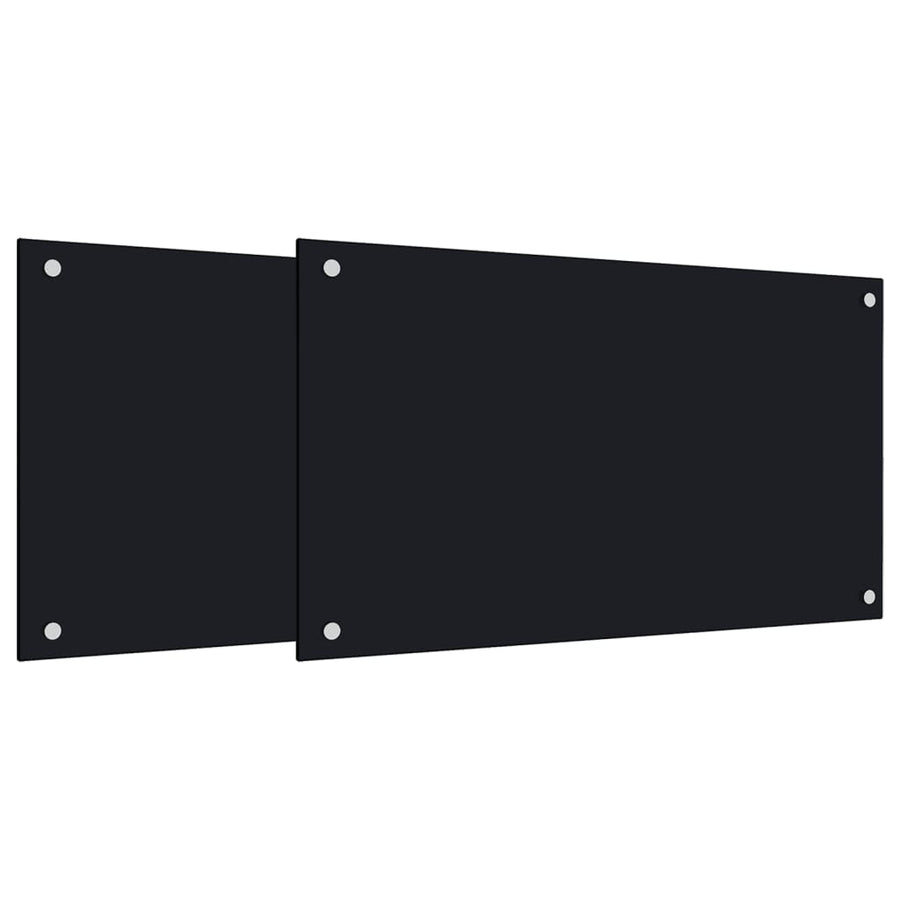 Spatschermen keuken 2 st 70x50 cm gehard glas zwart