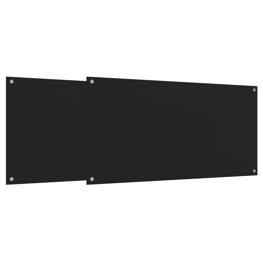 Spatschermen keuken 2 st 80x40 cm gehard glas zwart
