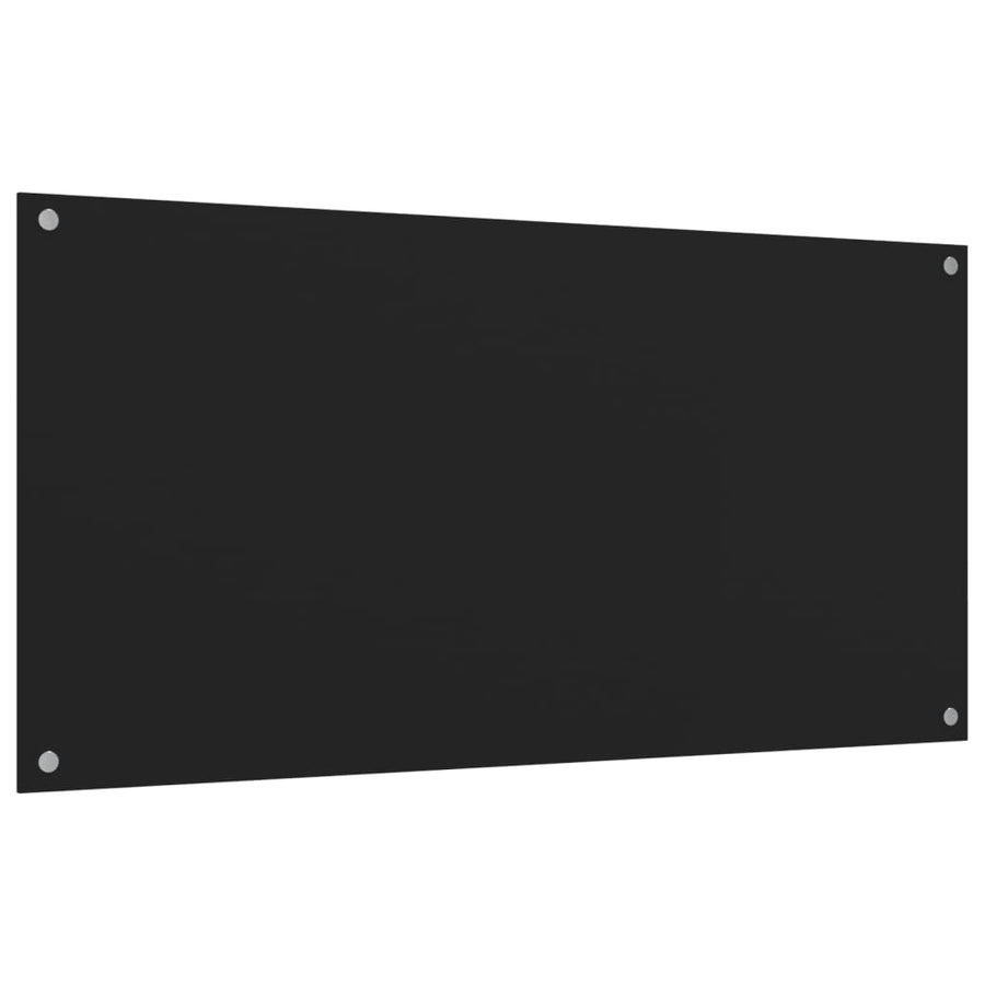 Spatschermen keuken 2 st 80x40 cm gehard glas zwart