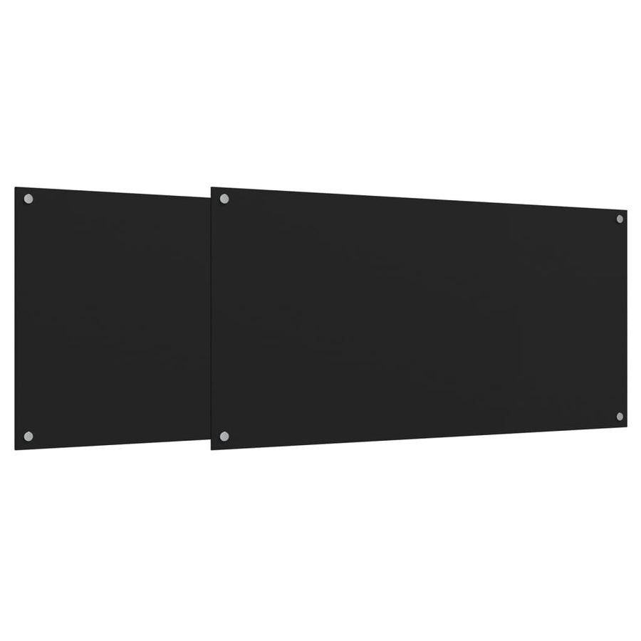 Spatschermen keuken 2 st 80x60 cm gehard glas zwart