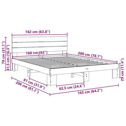 Bedframe hoofdeinde zonder matras 160x200 cm massief eikenhout