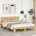 Bedframe 160x200 cm massief eikenhout met hoofdeinde