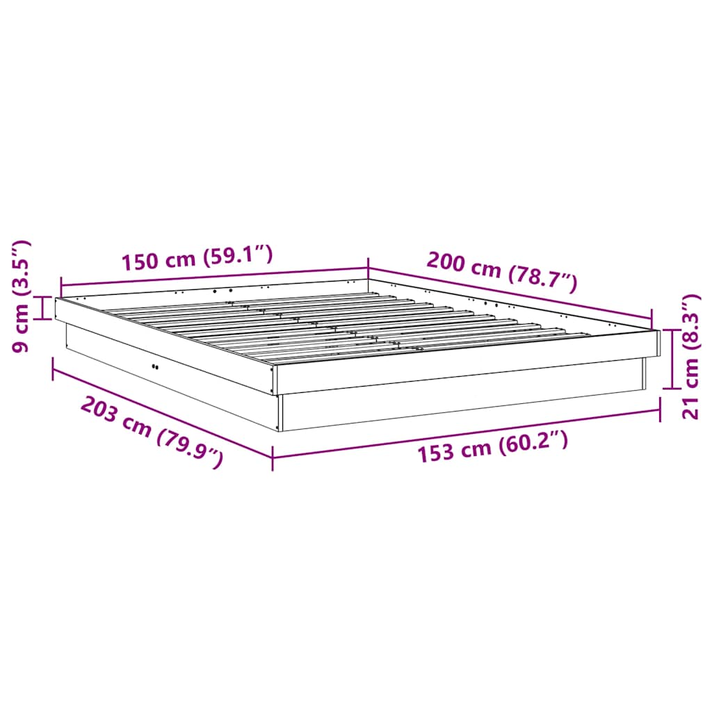 Bedframe zonder matras 150x200 cm massief hout eiken