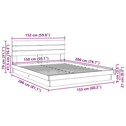 Bedframe hoofdeinde zonder matras 150x200 cm massief hout eiken