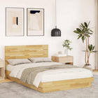 Bed frame headboard without mattress 120x200 cm solid oak
