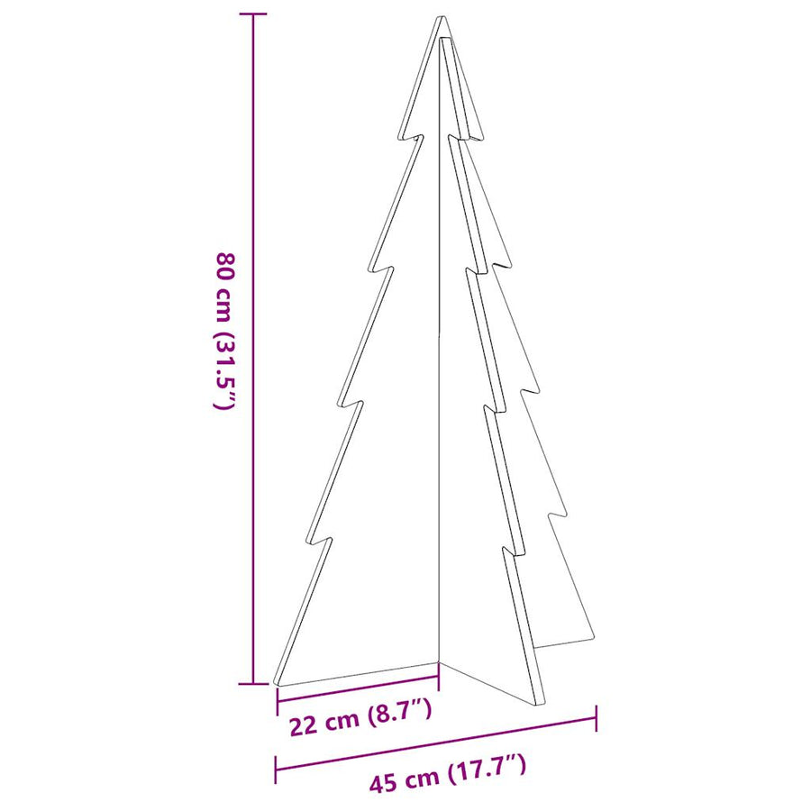 Kerstdecoratie kerstboom 80 cm massief grenenhout wit