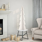 Kerstdecoratie kerstboom 112 cm massief grenenhout wit