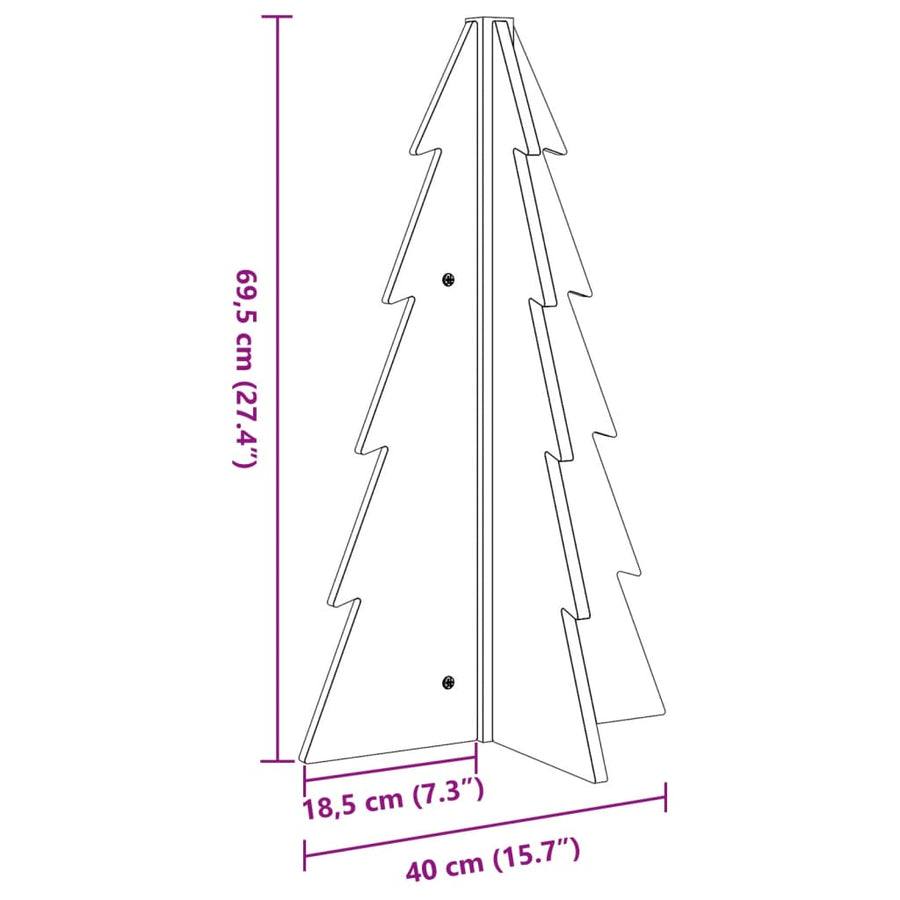 Kerstdecoratie kerstboom 69,5 cm massief grenenhout