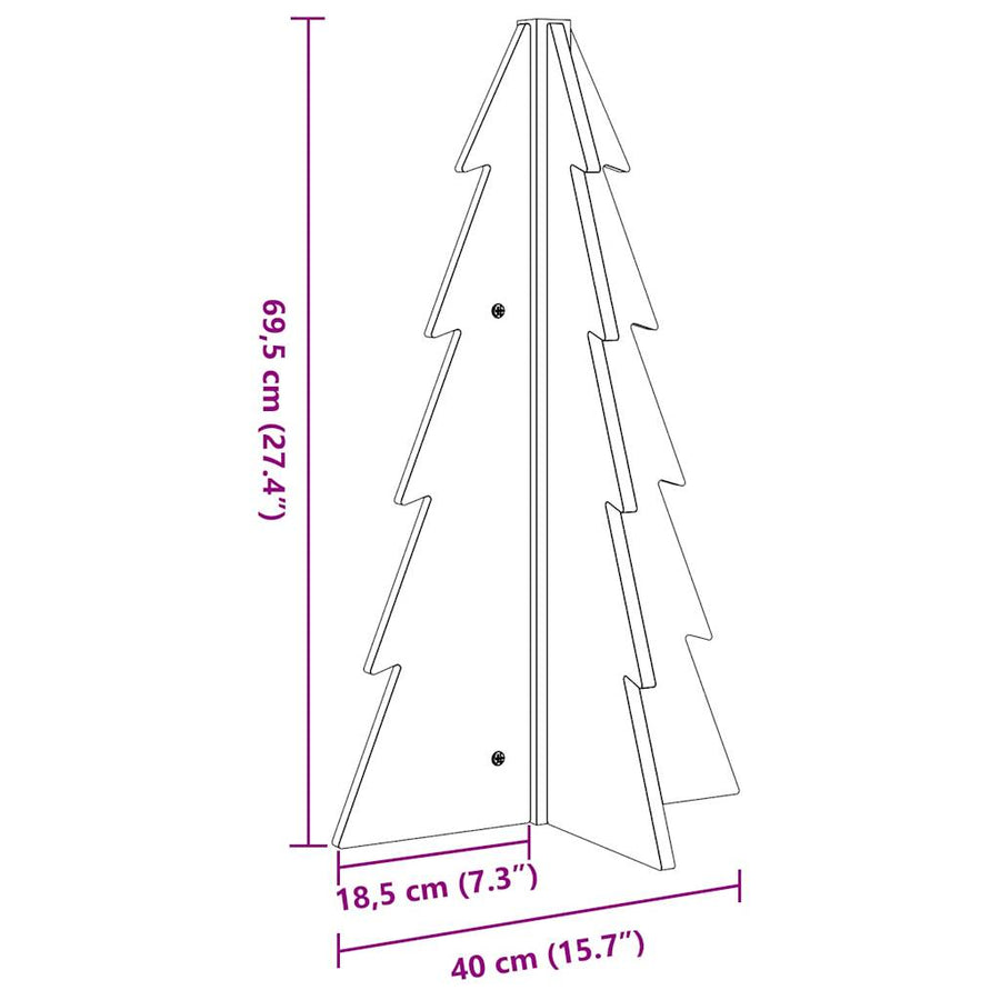 Kerstdecoratie kerstboom 69,5 cm massief grenenhout wit