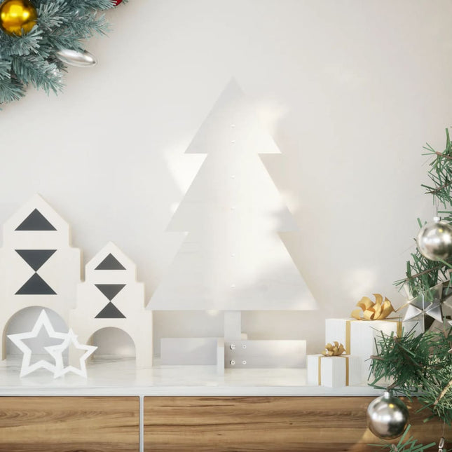 Kerstdecoratie kerstboom 60 cm massief grenenhout wit